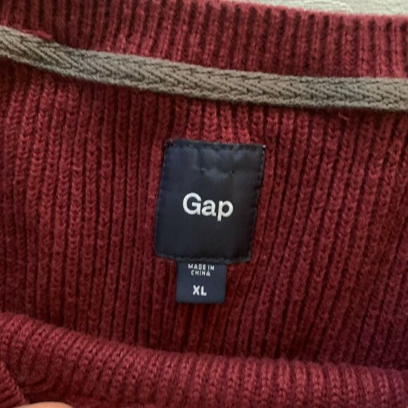 GAP Men's Sweatshirt Top Knit XL Burgundy Crewneck Long Sleeve Casual Comfort - Picture 3 of 9